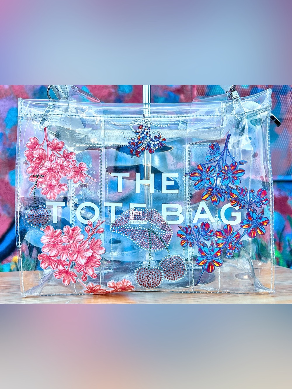 ‘CHERRY SPECIAL V6’ (Chrome) Clear Medium Tote Bag 10”